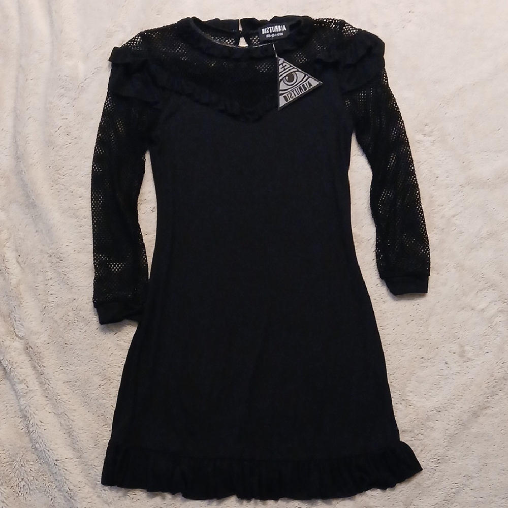 RARE Disturbia Fish Net & Ruffles Dress
